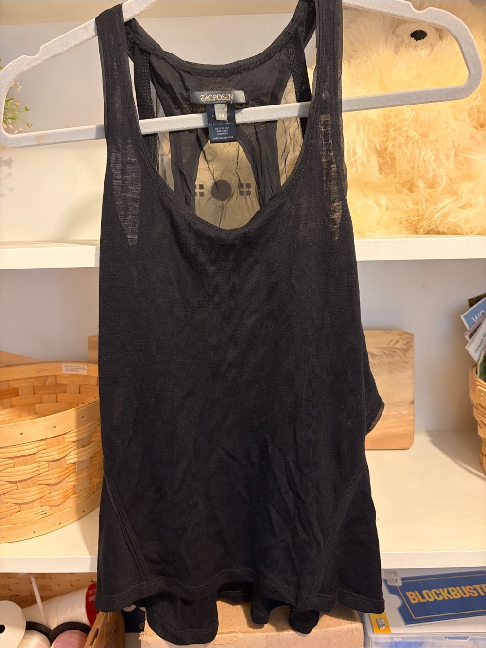 Zac Posen Black Racerback Tank 100% Woo and Silk Size XS/S